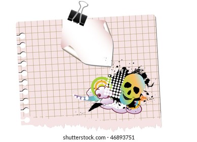 grunge note with paperclip