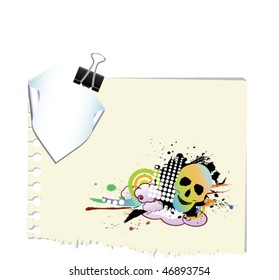 grunge note with paperclip