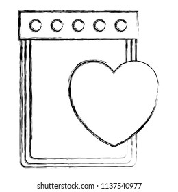 grunge notebook paper note with heart decoration