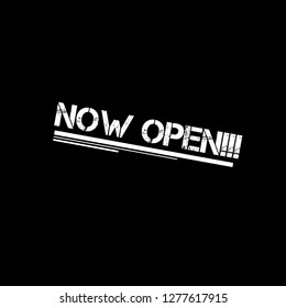 Grunge now open!!! emblem, label, badge, logo, seal.now open!!! grunge stamp