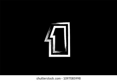 grunge number 1 logo design in black and white colors suitable for a company or business