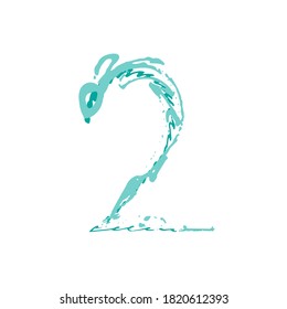 Grunge number 2 isolated on white background.  Vector illustration. Design element for poster, leaflet, booklet, social media, greeting card.