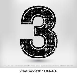 Grunge number 3.Vector distress number three.