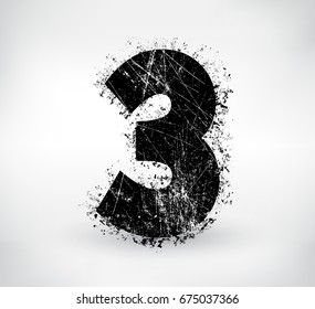 Grunge number 3.Vector distress number three.