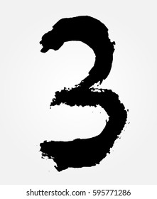 Grunge number 3.Vector number three.