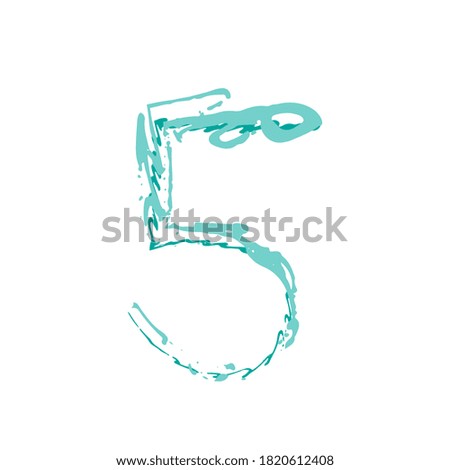 Grunge number 5 isolated on white background.  Vector illustration. Design element for poster, leaflet, booklet, social media, greeting card.