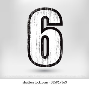Grunge number 6.Vector distress number six.
