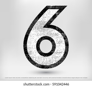 Grunge number 6.Vector distress number six.
