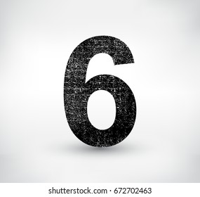 Grunge number 6.Vector distress number six.