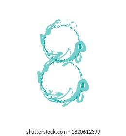Grunge number 8 isolated on white background.  Vector illustration. Design element for poster, leaflet, booklet, social media, greeting card.
