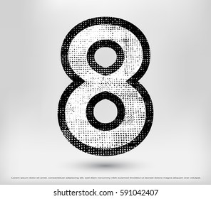 Grunge number 8.Vector distress number eight.