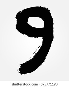 Grunge number 9.Vector number nine.