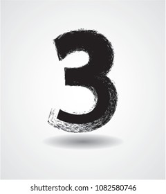 Grunge Number Design. Dirty Textured font. Vector.