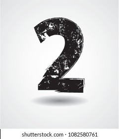 Grunge Number Design. Dirty Textured font. Vector.