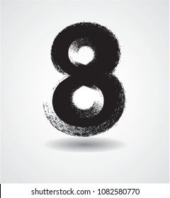 Grunge Number Design. Dirty Textured font. Vector.