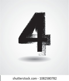 Grunge Number Design. Dirty Textured font. Vector.