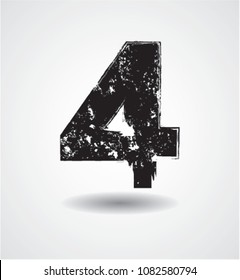 Grunge Number Design. Dirty Textured font. Vector.