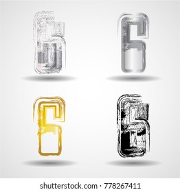 Grunge Number Design . Dirty Textured fonts. Vector Illustration.