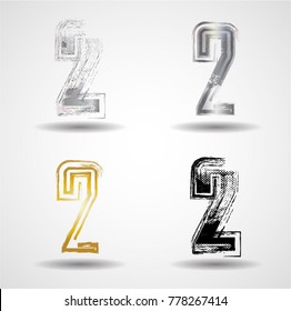 Grunge Number Design . Dirty Textured fonts. Vector Illustration.