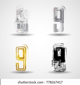 Grunge Number Design . Dirty Textured fonts. Vector Illustration.