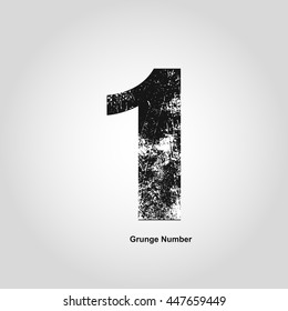 Grunge number One. Distress damaged object. Vector illustration. Math objects