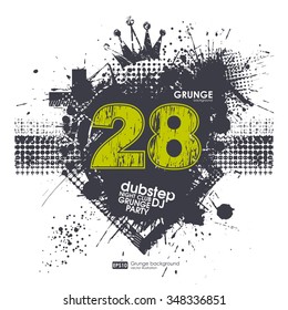 Grunge number print.  Grunge print for t-shirt. Abstract dirt backgrounds texture. Grunge banner with an inky dribble strip with copy space. Abstract background for party