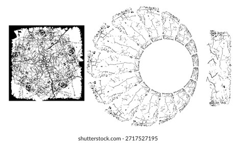 Grunge números 0 y 1 con diseño de Vector decorativo de marco circular
