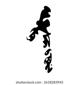 Grunge numbers 1,2 with rough brush texture acrylic. Hand-painted spray ink effect, doodle calligraphy font. Flat illustration isolated on white.
