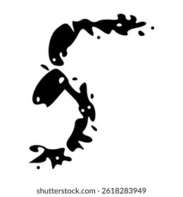Grunge numbers 1,2 with rough brush texture acrylic. Hand-painted spray ink effect, doodle calligraphy font. Flat illustration isolated on white.