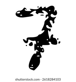 Grunge numbers 1,2 with rough brush texture acrylic. Hand-painted spray ink effect, doodle calligraphy font. Flat illustration isolated on white.