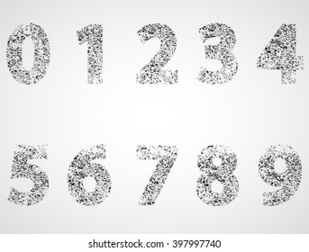 Grunge Numbers Collection. Dirty Texture Numbers. Vector Illustration.