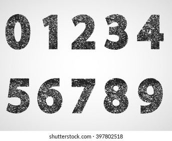 Grunge Numbers Collection. Dusty Textured Numbers. Vector.