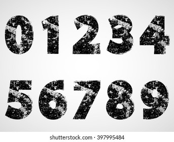 Grunge Numbers Design Collection. Dirty Texture Numbers. Vector.