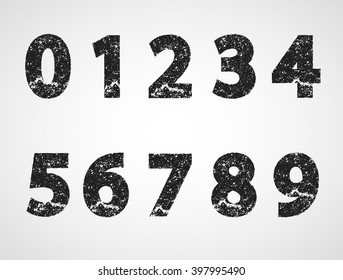 Grunge Numbers Design Collection. Dirty Textured fonts. Vector.