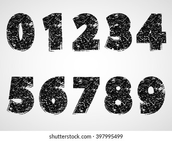 Grunge Numbers Design Collection. Dirty Texture Numbers. Vector.