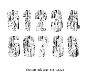 Grunge Numbers Design Collection. Dirty Textured fonts. Vector Illustration.