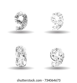 Grunge Numbers Design Collection. Dirty Textured fonts. Vector.
