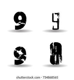 Grunge Numbers Design Collection. Dirty Textured fonts. Vector.