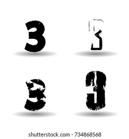 Grunge Numbers Design Collection. Dirty Textured fonts. Vector.