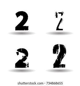 Grunge Numbers Design Collection. Dirty Textured fonts. Vector.