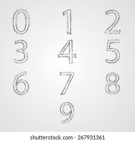 Grunge Numbers with Dirty, Distressed Texture. Vector Illustration.
