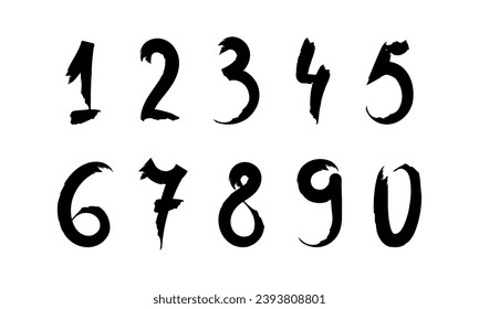 Grunge numbers. Numbers drawn by hand with a brush. Vector