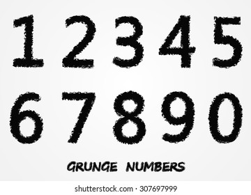 Grunge numbers.Set of grunge numbers.Vector illustration.