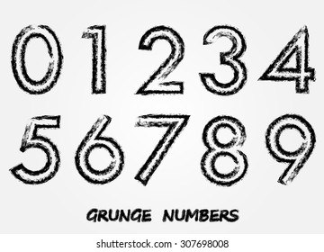 Grunge numbers.Set of grunge numbers.Vector illustration.