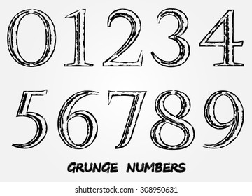 Grunge numbers.Set of grunge numbers.Vector illustration.