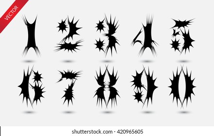 Grunge Numbers Set.
