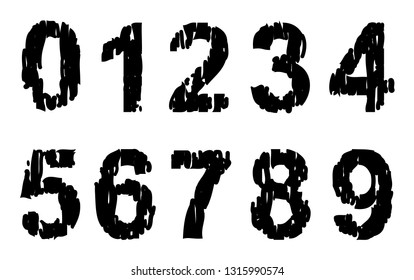 Grunge numbers set.Distressed numbers.