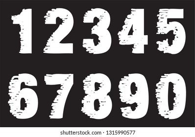 Grunge numbers set.Distressed numbers.