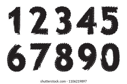 Grunge numbers set.Vector dirty numbers.