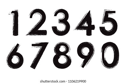 Grunge numbers set.Vector dirty numbers.